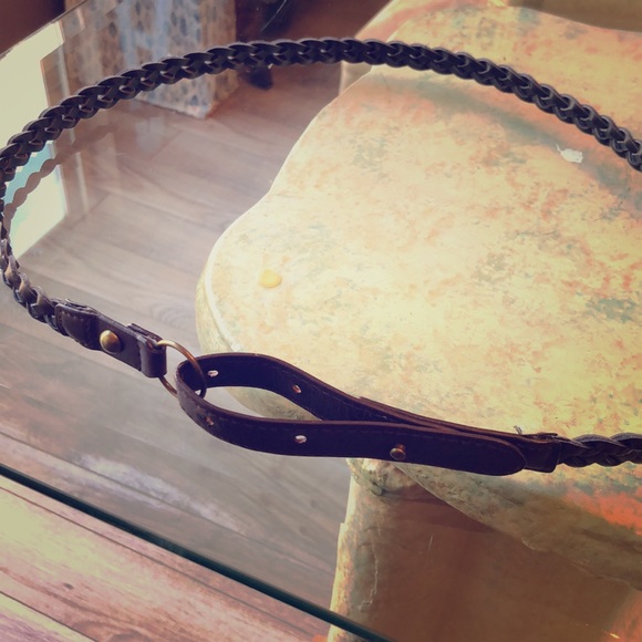 Accessories Brown Leather Braided Rivet Closure Belt Poshmark